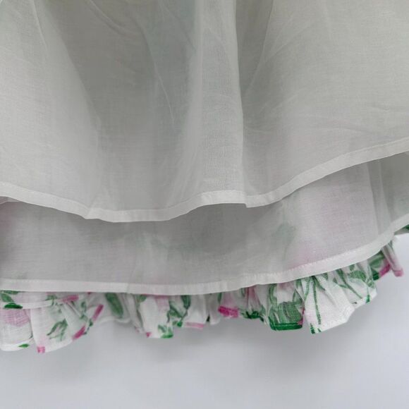 Hill House The Paz 100% Linen Mini Skirt In Pink Roses - Picture 5 of 8
